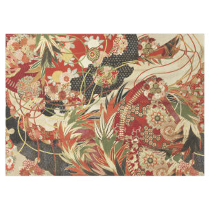 ANTIQUE JAPANESE BLUME Rote grüne Schwarze Blüte Tischdecke