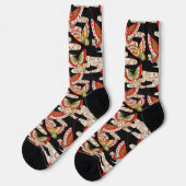 ANTIQUE JAPANESE BUTTERFLIES Red Black White  Socken (Linkes Detail)