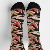 ANTIQUE JAPANESE BUTTERFLIES Red Black White  Socken (Oben)