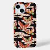 ANTIQUE JAPANESE BUTTERFLIES Rotes Schwarz-weiß Case-Mate iPhone Hülle (Rückseite)