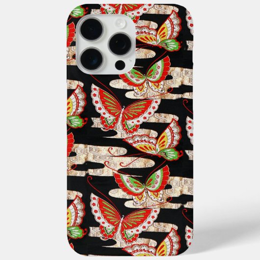 ANTIQUE JAPANESE BUTTERFLIES Rotes Schwarz-weiß Case-Mate iPhone Hülle (Rückseite)