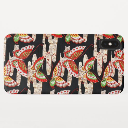 ANTIQUE JAPANESE BUTTERFLIES Rotes Schwarz-weiß Case-Mate iPhone Hülle (Rückseite (Horizontal))