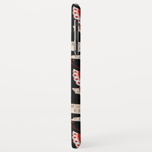 ANTIQUE JAPANESE BUTTERFLIES Rotes Schwarz-weiß Case-Mate iPhone Hülle (Hinten/Links)