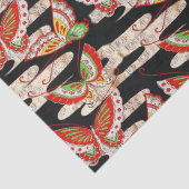 ANTIQUE JAPANESE BUTTERFLIES Rotes Schwarz-weiß Seidenpapier (Detail)