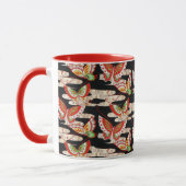 ANTIQUE JAPANESE BUTTERFLIES Rotes Schwarz-weiß Tasse (Links)