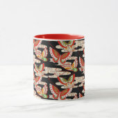 ANTIQUE JAPANESE BUTTERFLIES Rotes Schwarz-weiß Tasse (Zentrum)