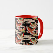 ANTIQUE JAPANESE BUTTERFLIES Rotes Schwarz-weiß Tasse (VorderseiteRechts)
