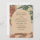 Antique Japanese Kimono Bamboo QR Code Wedding Einladung (Vorderseite)