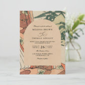 Antique Japanese Kimono Bamboo QR Code Wedding Einladung (Stehend Vorderseite)