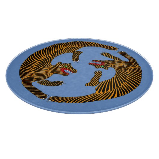 Antique japanische Folk Art Tigers Schneidebrett (Ecke)