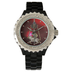 ANTIQUE JEWEL ,GEMSTONES ,KNIGHT AUF DER PFERDE Ro Armbanduhr