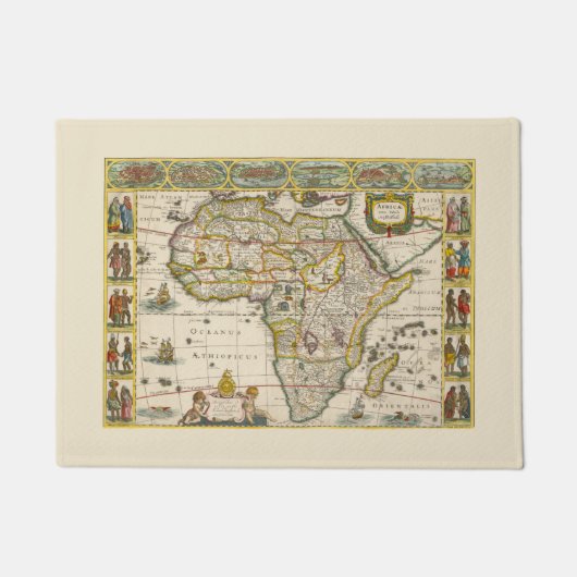 Antique Karte Afrikas von Hondius und Jansson Fußmatte (Vorderseite)