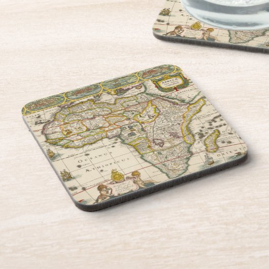 Antique Karte Afrikas von Hondius und Jansson Getränkeuntersetzer (Linke Seite)