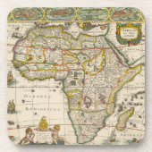 Antique Karte Afrikas von Hondius und Jansson Getränkeuntersetzer (Vorderseite)