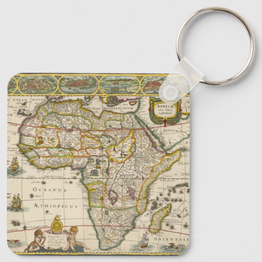Antique Karte Afrikas von Hondius und Jansson Schlüsselanhänger (Rückseite)