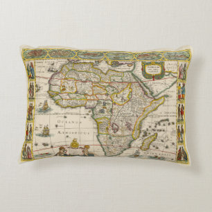 Antique Karte Afrikas von Hondius und Jansson Zierkissen