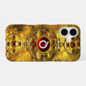 ANTIQUE KELTISCHE KRIEGSSCHIEDE RUBY GEM MONOGRAM iPhone 16 HÜLLE (Rückseite (Horizontal))