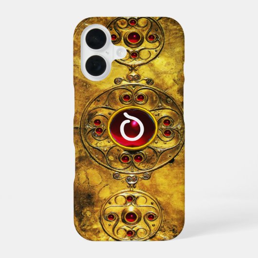 ANTIQUE KELTISCHE KRIEGSSCHIEDE RUBY GEM MONOGRAM iPhone 16 HÜLLE (Rückseite)