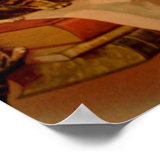 Antique Kittens & Books Kiteschule Poster (Ecke)