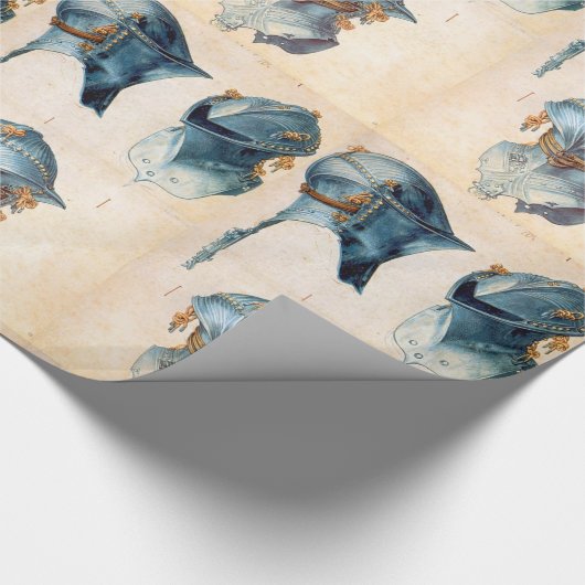 ANTIQUE KNIGHT ARMORS / DREI STUDIEN EINES HELMET GESCHENKPAPIER (Ecke)