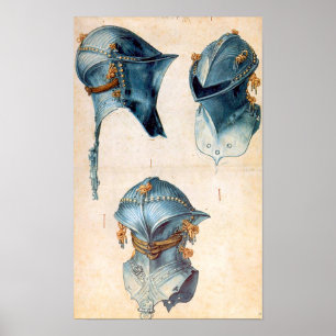 ANTIQUE KNIGHT ARMORS /DREI STUDIEN EINES HELMET POSTER