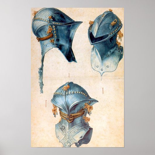 ANTIQUE KNIGHT ARMORS /DREI STUDIEN EINES HELMET POSTER (Vorne)