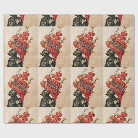 ANTIQUE KNIGHT HELMET, DRAGONS UND ROT-F-EATHERS GESCHENKPAPIER (Flach)