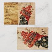 ANTIQUE KNIGHT HELMET, DRAGONS UND ROTE FEATHERS VISITENKARTE (Vorne/Hinten)