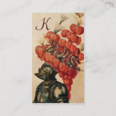 ANTIQUE KNIGHT HELMET, DRAGONS UND ROTE FEATHERS VISITENKARTE (Rückseite)