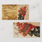 ANTIQUE KNIGHT HELMET, DRAGONS UND ROTE FEATHERS VISITENKARTE (Vorne/Hinten)