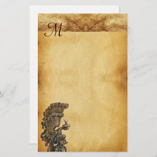 ANTIQUE KNIGHT HELMET MIT Edel-Pergament Briefpapier (Vorne/Hinten)