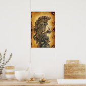 ANTIQUE KNIGHT HELMET MIT Edel-Pergament Poster (Küche)