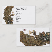 ANTIQUE KNIGHT HELMET MIT EGLE WINGS MONOGRAM VISITENKARTE (Vorne/Hinten)