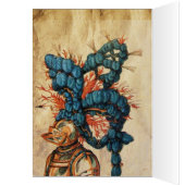 ANTIQUE KNIGHT HELMET MIT RED BLUE FEATHERS (Innen (Links))