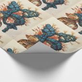 ANTIQUE KNIGHT HELMET MIT RED BLUE FEATHERS GESCHENKPAPIER (Ecke)