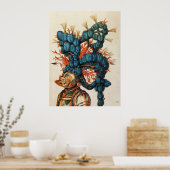 ANTIQUE KNIGHT HELMET MIT RED BLUE FEATHERS POSTER (Küche)