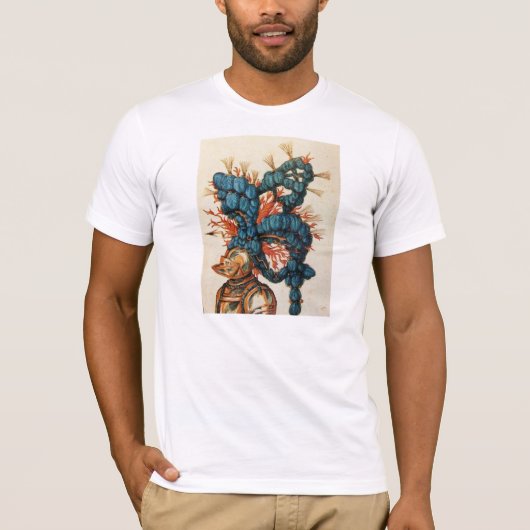 ANTIQUE KNIGHT HELMET MIT RED BLUE FEATHERS T-Shirt (Vorderseite)
