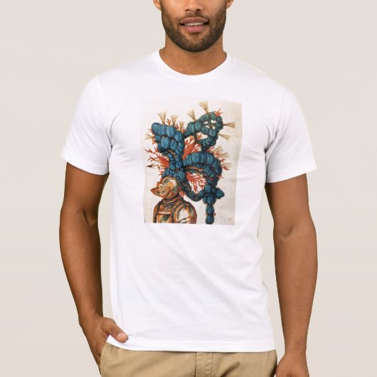 ANTIQUE KNIGHT HELMET MIT RED BLUE FEATHERS T-Shirt (Vorderseite)