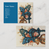 ANTIQUE KNIGHT HELMET MIT RED BLUE FEATHERS VISITENKARTE (Vorne/Hinten)