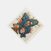 ANTIQUE KNIGHT HELMET MIT RED BLUE SERVIETTE (Ecke)