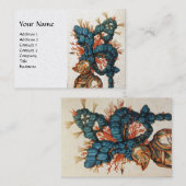 ANTIQUE KNIGHT HELMET UND RED BLUE FEATHERS Pearl Visitenkarte (Vorne/Hinten)