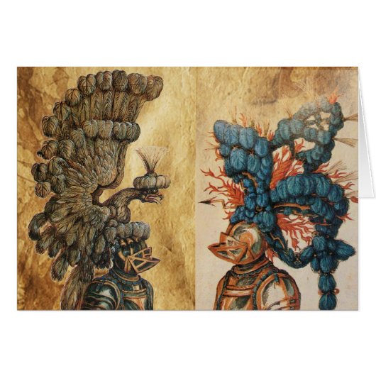 ANTIQUE KNIGHT HELMETS MIT EGAL UND FEATHERS (Vorderseite (Horizontal))