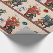 ANTIQUE KNIGHT HELMETS, ROTE BLAUE FEATHERS, DRAGO GESCHENKPAPIER (Ecke)