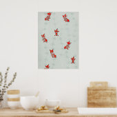 Antique Koi Goldfish Japanischer Holzblock Print Poster (Küche)