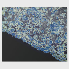 ANTIQUE LACE BLACK AND BLUE GIFT Wrapping Paper Geschenkpapier