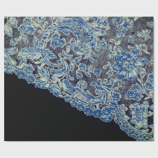 ANTIQUE LACE BLACK AND BLUE GIFT Wrapping Paper Geschenkpapier (Flach)