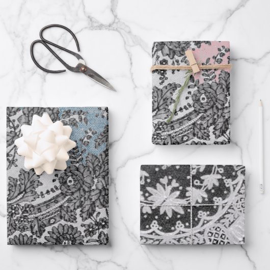 ANTIQUE LACE PATTERN FLACHBILDSCHIRM GESCHENKPAPIER SET (Vorderseite)