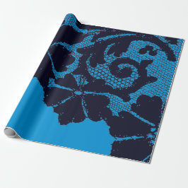 ANTIQUE LACE PATTERN GIFT WRAPPING MIT BLAU GESCHENKPAPIER