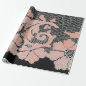 ANTIQUE LACE PINK UND SCHWARZES Wrapping Paper Geschenkpapier (Ungerollt)