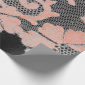 ANTIQUE LACE PINK UND SCHWARZES Wrapping Paper Geschenkpapier (Ecke)